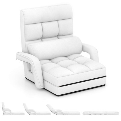 Costway Folding Lazy Sofa Chair with 6-Level Adjustable Backrest Detachable Seat Cushion