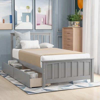 Twin Size Platform Bed Frame with Two Drawers-ModernLuxe