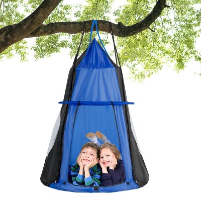 Costway 40'' Kids Hanging Chair Swing Tent Set Hammock Nest Pod Seat