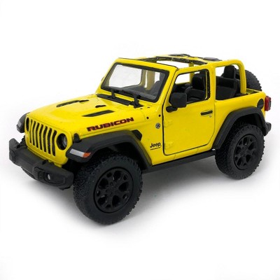 KiNSMART - Jeep Wrangler Rubicon Off Road 4x4 5 inch 1:34 Scale Die Cast Model Replica Toy Car (Yellow Opentop)