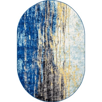 Nuloom Katharina Abstract Oval 8x10 Area Rug for Living Room Bedroom Dining Room Kitchen, Blue/Multicolor