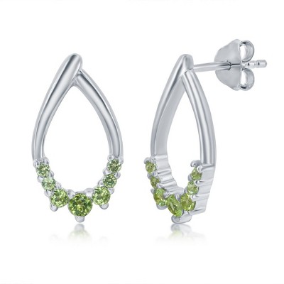 Simona Sterling Silver Pear-shaped Gemstone Earrings - Peridot - Green