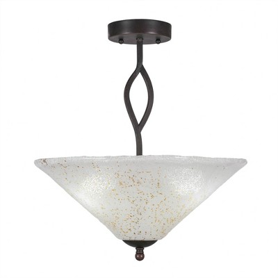 Toltec Lighting Revo 3 - Light Flush Mount in  Dark Granite with 16" Gold Ice Shade