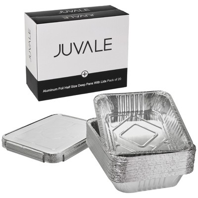 Juvale 20-Pack Half Size Aluminum Pans with Lids - 9x13 Disposable Tin Foil Catering Trays for Baking, Roasting Food, Chafing
