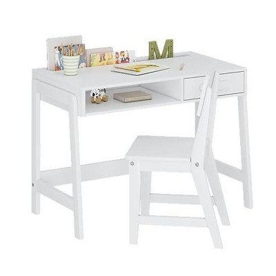 Aoibox Kids Wooden Study Desk and Chair Set with Drawers Ergonomic Writing Table Storage Cube for Bedroom Study Room