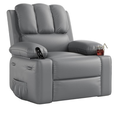 GustoWave Oversized Manual Recliner Chair, 360° Swivel Rocker Recliners with Heat & Massage, Soft Lazy Boy Recliner Sofa Chair