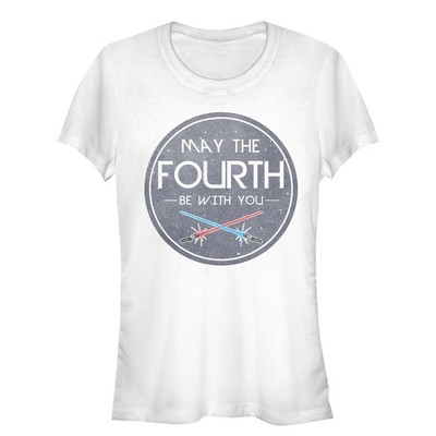 Juniors Womens Star Wars May the Fourth Lightsabers T-Shirt