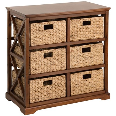 eHemco Hampton Meadows 3 Tier X-Side Storage Drawers with 6 Wicker Baskets