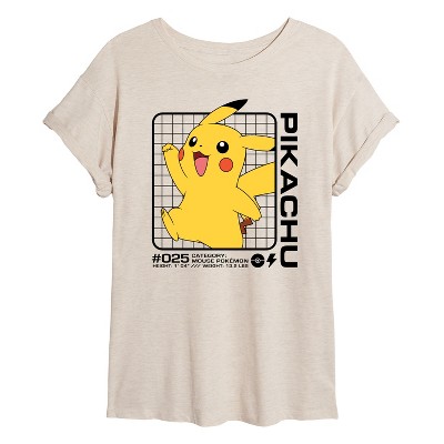 Women's - Pokémon - Pikachu Stats Oversized Graphic T-Shirt