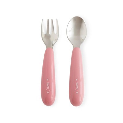 SARO Kids Stainless Steel Cutlery Set – Baby & Toddler Spoon and Fork with Ergonomic Handles, Dishwasher Safe