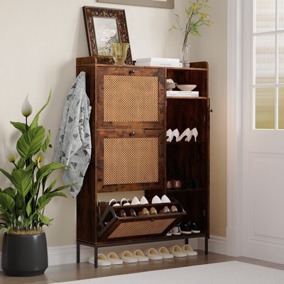 Shoe Storage Cabinet with 3 Flip Drawers, Freestanding Organizer with Adjustable Shelves for Entryway, Shoes Rack Cabinet for Hallway, Easy Assembly