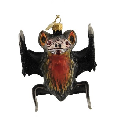 Morawski 4.25 In Black & Orange Bat Halloween Tree Ornament , Ornament Halloween Glitter Vampire (1PC)