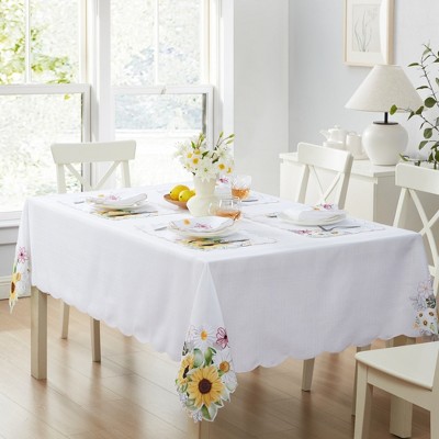 Sunflower and Daisies Cutwork Tablecloth - Elrene Home Fashions