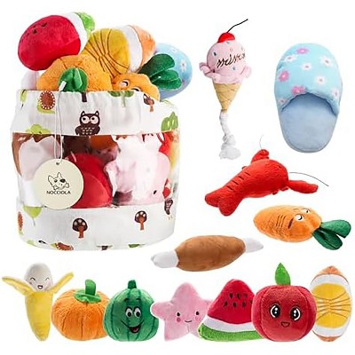 Itopfox Dog Squeaky Toys, Plush Small Dog Toys with Squeakers, 12 pcs Puppy Toys with Carrying Bag for Small Medium Dogs