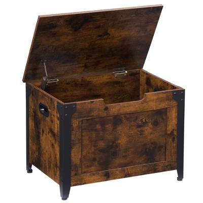 Toy Box, Retro Wooden Look Storage Chest with Safety Hinge, Entryway Storage Bench Supports 220 Lb, Barn Style Organizer, Wooden Entryway Bench