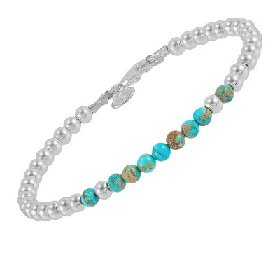 Silpada 'Fun Delight’ Sterling Silver Jasper and Hematite Bead Bracelet, 7.5”  (4mm)