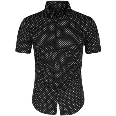 Lars Amadeus Men's Short Sleeves Polka Dots Button Down Dress Shirt 2 Packs