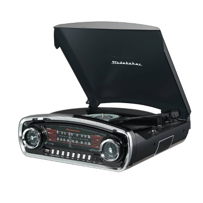 Studebaker 3-Speed Pitch Control Turntable with Bluetooth Receiver and Radio