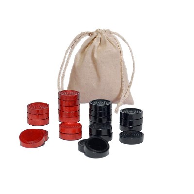 WE Games Wood Backgammon Pieces with Cloth Pouch