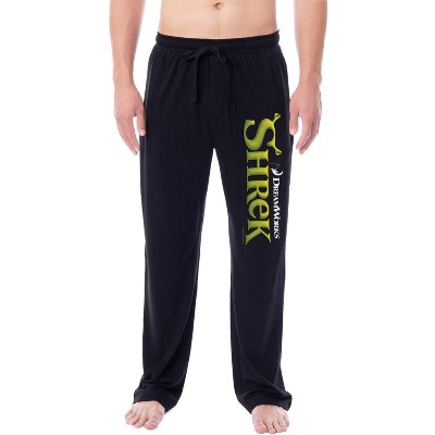 DreamWorks Shrek Men's Movie Film Title Logo Character Sleep Pajama Pants Black