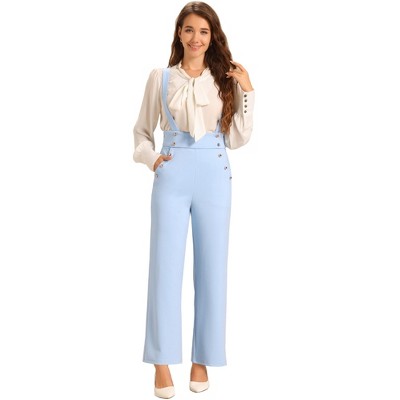 INSPIRE CHIC Women's Casual Office Adjustable Straps Wide Leg Jumpsuits