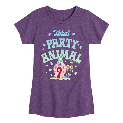 Girls' - Spongebob Squarepants - Total Party Animal Fitted Short Sleeve Graphic T-Shirt