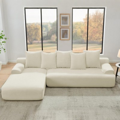 GDFStudio Tyler Modern 110" Velvet Compressed Foam Floor L-Shape Sectional Sofa