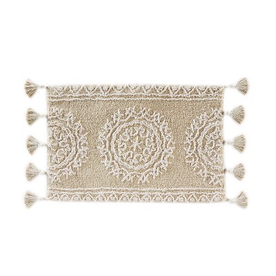 20" x 30" Medallia Bath Rug Natural - Saturday Knight Ltd.: Handmade Cotton, Tufted, Lightweight