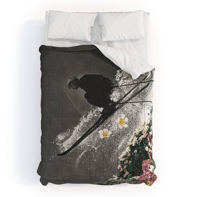Deny Designs Full/Queen Sarah Eisenlohr Spring Skiing Comforter and Pillow Sham Black