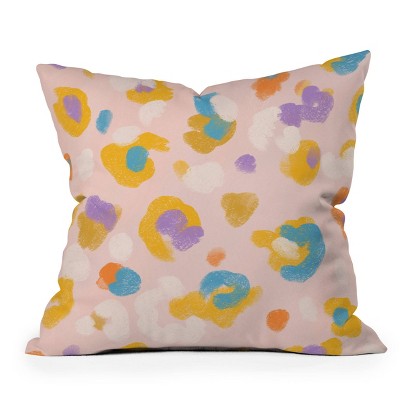 16"x16" SunLee Art Spring Leopard Square Throw Pillow Pink - Deny Designs
