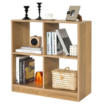 Infans Kids Toy Storage Organizer 4-Cube Wooden Display Bookcase w/Anti-toppling Device