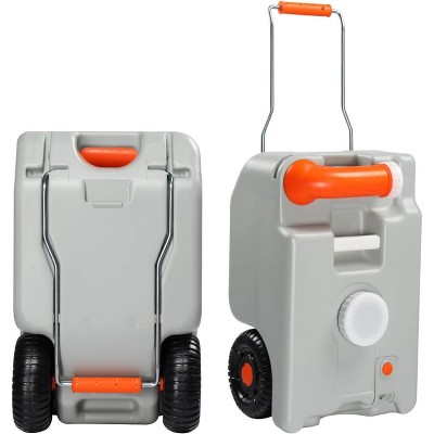 VINGLI 6.6 Gallon Tote Tank, Portable Wheeled Fresh Water Tank for Camping/Picnic/Camper/RV, Food Grade Safety
