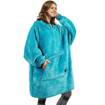 Catalonia Women's Oversized Flannel Blanket Hoodie Sweatshirt, Cozy Warm Blanket Wearable Fleece Pullover, Soft Lounge Sweatshirt for Gift Woman Wife