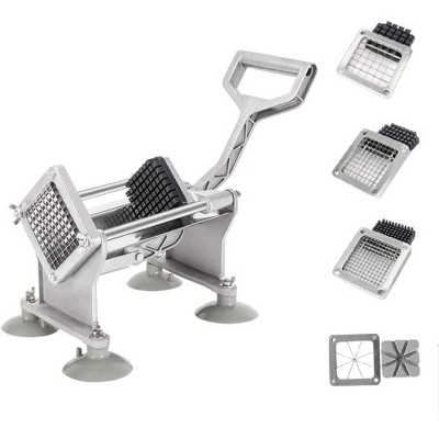 ROVSUN Commercial Vegetable Chopper French Fry Cutter Potato Slicer with 1/2'', 3/8'', 1/4'', 8-Wedge Blades and Pusher Blocks for Home Kitchen