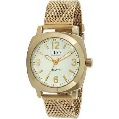 TKO Orlogi Women's Gold Milano Boyfriend Watch with Gold-Tone Mesh Bracelet