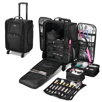Byootique Rolling Makeup Case with Independent Travel Toiletry Bags Black