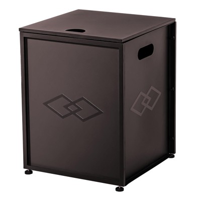 20Lb Propane Tank Cover & Side Table, Weatherproof Storage Box for Outdoor Gas Fire Pits, Portable Brown Enclosure with Handles, Hideaway Design