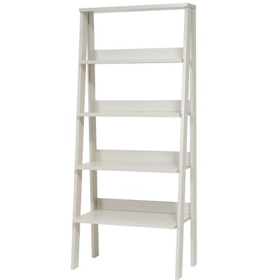Yinvani 5 Tier Modern Ladder Bookshelf Organizers, Wood Frame Bookshelf for Small Spaces