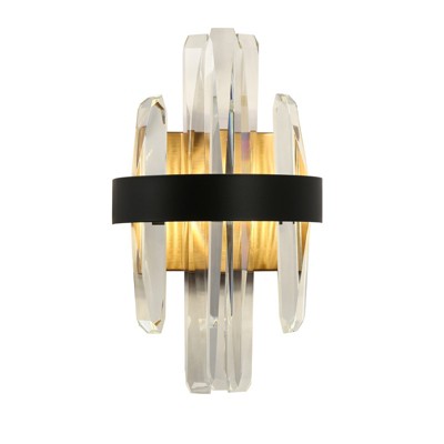 LNC Combrocollia 1-Lights 7" Luxury and Glam Integrated LED Crystal Wall  Lights, Black and Gold