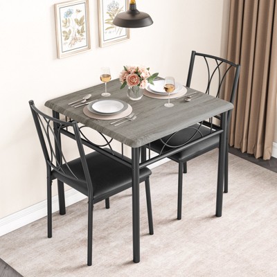 Dining Table Set for 2, 3 Piece Square Dining Table Set with Chairs