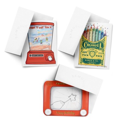 Birthday Greeting Card Pack (3ct) "Scuba, Sketch, Crayons" by Ramus & Co