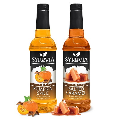 Syruvia Variety Pack - Pumpkin Spice & Salted Caramel Syrup 25.4 Fl oz (2-Pack)