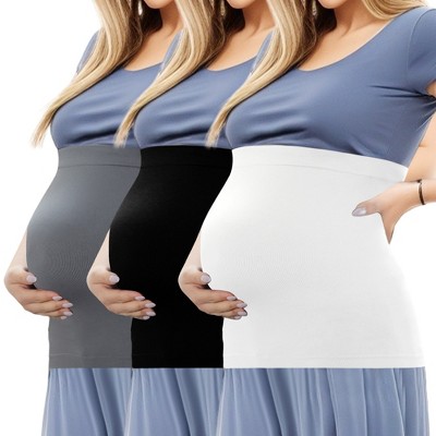 Unique Bargains Belly Bands for Pregnant Black White 3pcs