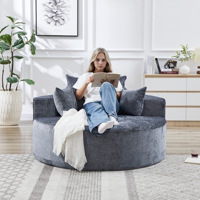 Oversized Chaise Lounge Chenille Single Sofa Sleeper Sofa Couch Upholstered Accent Chair, No Assembly Required, Green/Gray/Beige/Black-ModernLuxe