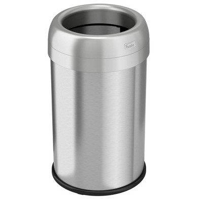 halo quality 13gal Round Top Stainless Steel Trash Can and Recycle Bin with Dual Deodorizer: Nonslip Base, Fingerprint-Resistant