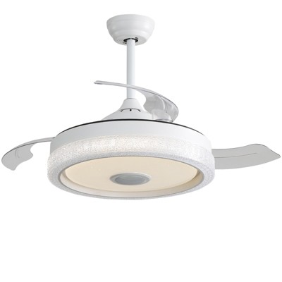 TOBILI 42 Inch Modern Invisible Ceiling Fan, 120V 3 ABS Blades  With 36W Led Light