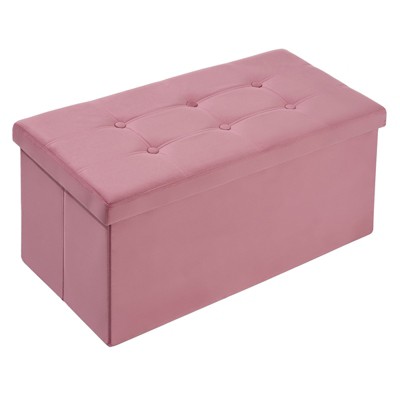 LUSIMO 30" Folding Velvet Storage Ottoman Bench Toy Chest Footstool Hold up to 570 lb For Bedroom Living Room