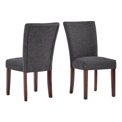 Set of 2 Quinby Upholstered Parson Dining Chairs Black Heather - Inspire Q: Linen, Rubber Wood Frame, Modern Style