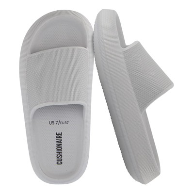 CUSHIONAIRE Feather Slides – Comfortable Cloud Cushion House Slippers for Women, Indoor Outdoor EVA Foam Foot Spa Shower Shoes, Non-Slip Arch Support
