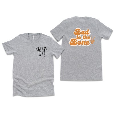 Simply Sage Market Women's Bad To The Bone / Two Dancing Skeletons Front and Back Short Sleeve Graphic Tee